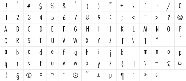 FavoritLightCondC Regular font glyph preview FavoritLightCondC Regular font glyphpreview