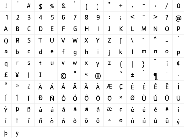 CachetBook Regular font glyph preview CachetBook Regular font glyphpreview