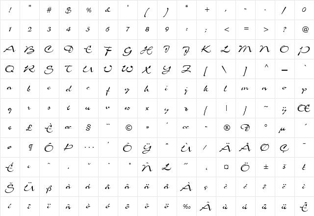 Charme Regular font glyph preview Charme Regular font glyphpreview