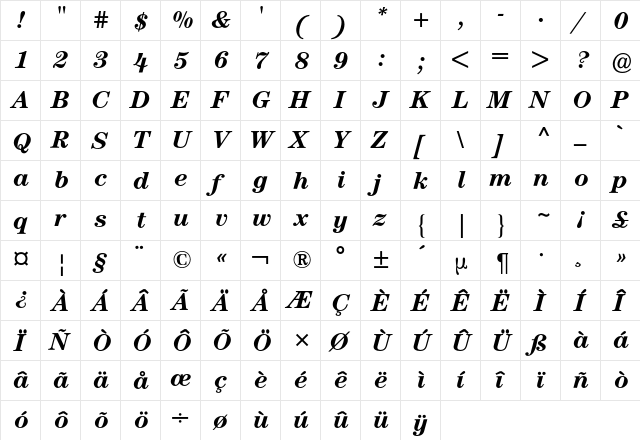 Century ITC BQ Regular font glyph preview Century ITC BQ Regular font glyphpreview