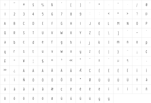 Finland Rounded Thin Regular font glyph preview Finland Rounded Thin Regular font glyphpreview