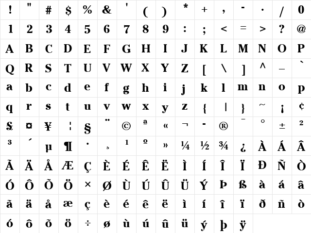 Cheltenham LT Bold font glyph preview Cheltenham LT Bold font glyphpreview