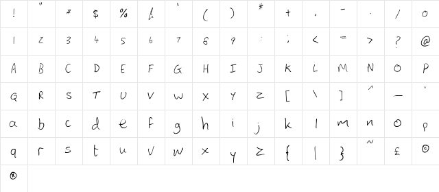 Lewis hand Regular font glyph preview Lewis hand Regular font glyphpreview