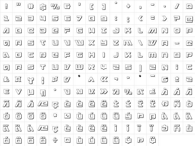 Armed Lightning 3D Regular font glyph preview Armed Lightning 3D Regular font glyphpreview