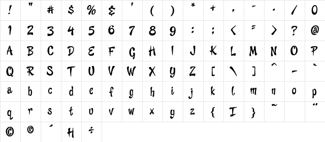 CCCheekyMonkey Regular font glyph preview CCCheekyMonkey Regular font glyphpreview