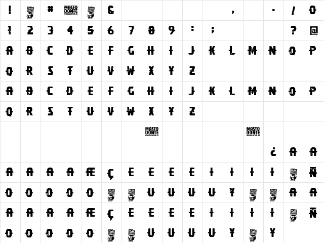 Mastodonte Regular font glyph preview Mastodonte Regular font glyphpreview