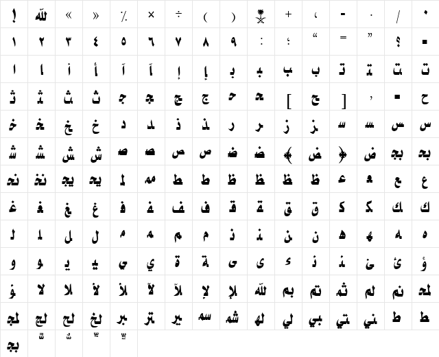 AYM Taybah S_U normal. Normal font glyph preview AYM Taybah S_U normal. Normal font glyphpreview