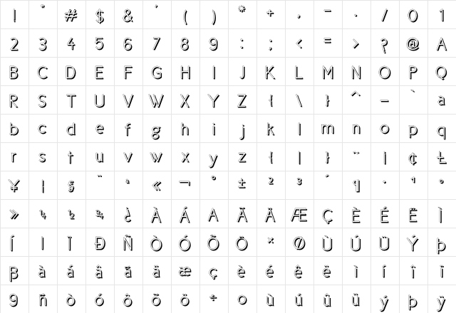Cicle Shadow font glyph preview Cicle Shadow font glyphpreview