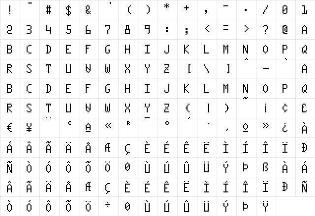 Monocule Regular font glyph preview Monocule Regular font glyphpreview