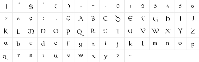 CallifontsA01PostScript Regular font glyph preview CallifontsA01PostScript Regular font glyphpreview
