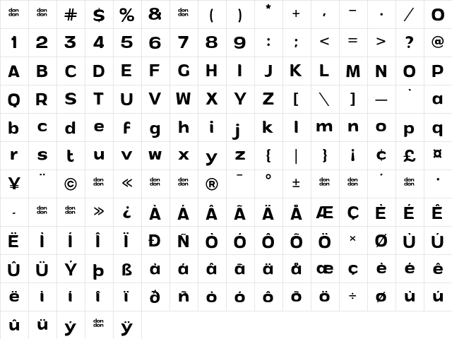 Andor PersonalUse font glyph preview Andor PersonalUse font glyphpreview