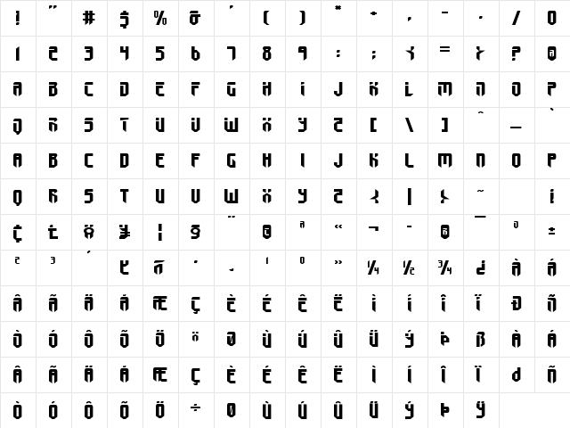 Fedyral II Expanded Expanded font glyph preview Fedyral II Expanded Expanded font glyphpreview