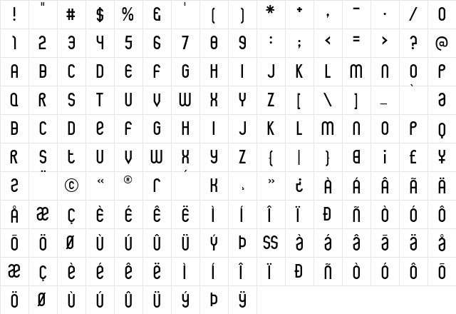 Rothwell Regular font glyph preview Rothwell Regular font glyphpreview