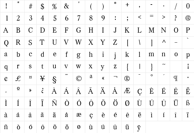 Casper Light SF Regular font glyph preview Casper Light SF Regular font glyphpreview