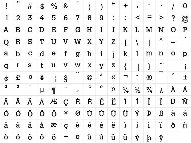 Calvert MT Regular font glyph preview Calvert MT Regular font glyphpreview