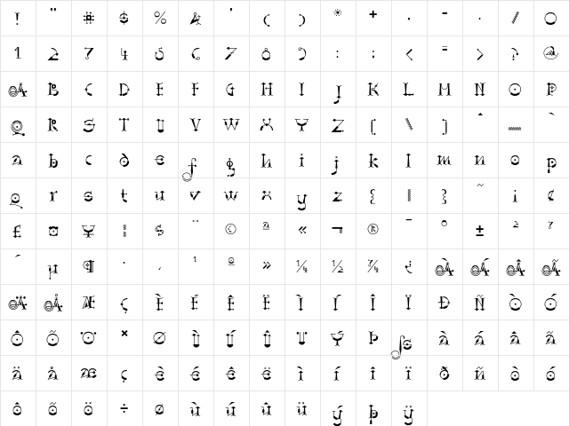 Achispado LT Std Regular font glyph preview Achispado LT Std Regular font glyphpreview