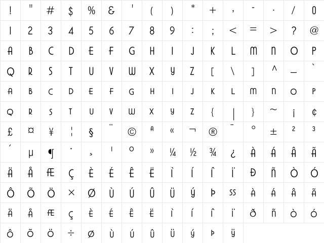 ModifiedGothic Regular font glyph preview ModifiedGothic Regular font glyphpreview