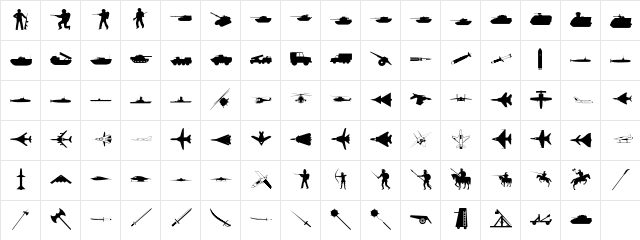 Military Regular font glyph preview Military Regular font glyphpreview