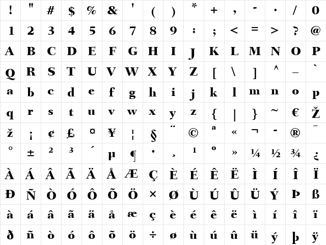 Fairfield LT Heavy Regular font glyph preview Fairfield LT Heavy Regular font glyphpreview