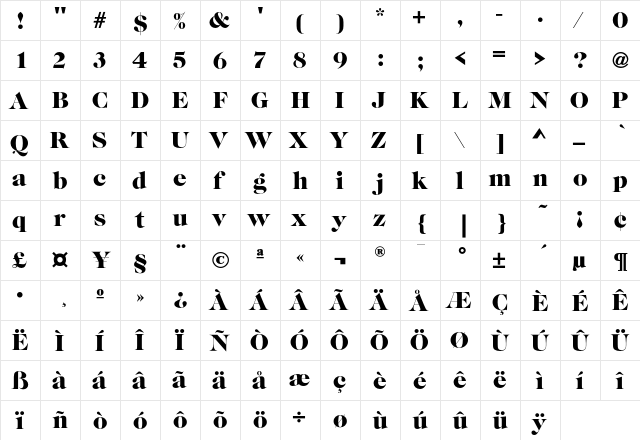 CaslonGraphiqueEF Regular font glyph preview CaslonGraphiqueEF Regular font glyphpreview