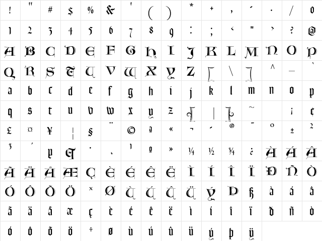 LTC Goudy Text Lombardic Caps font glyph preview LTC Goudy Text Lombardic Caps font glyphpreview