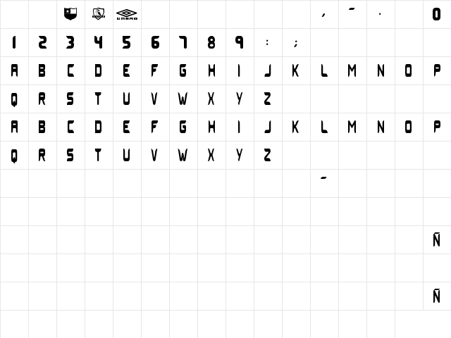 Colo Colo Umbro 2006 (MEJIAS) Regular font glyph preview Colo Colo Umbro 2006 (MEJIAS) Regular font glyphpreview