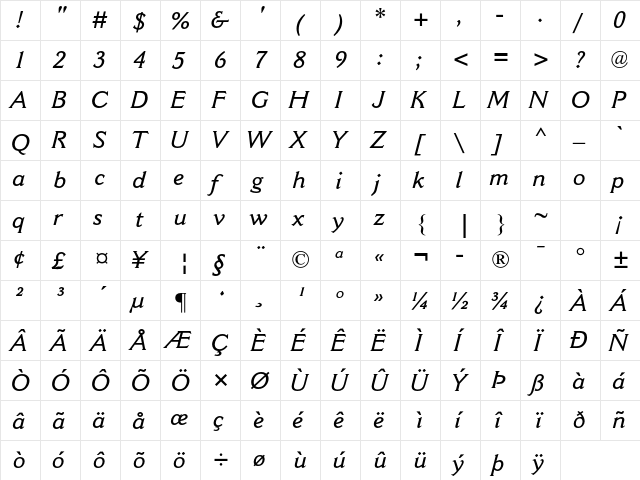 Cantoria MT Std Semibold Italic font glyph preview Cantoria MT Std Semibold Italic font glyphpreview