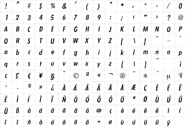 LimerickCdSerial-Medium Italic font glyph preview LimerickCdSerial-Medium Italic font glyphpreview