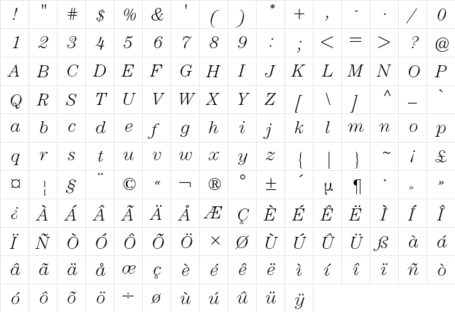 Century ITC BQ Regular font glyph preview Century ITC BQ Regular font glyphpreview