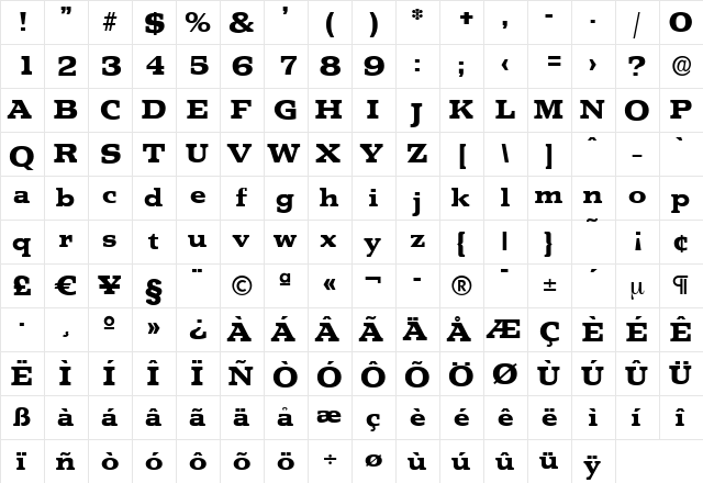 MartinBecker-ExtraBold Regular font glyph preview MartinBecker-ExtraBold Regular font glyphpreview