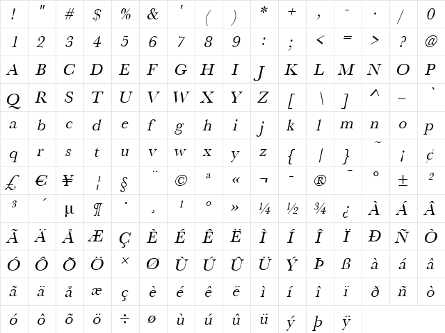 RoxanneBecker Italic font glyph preview RoxanneBecker Italic font glyphpreview