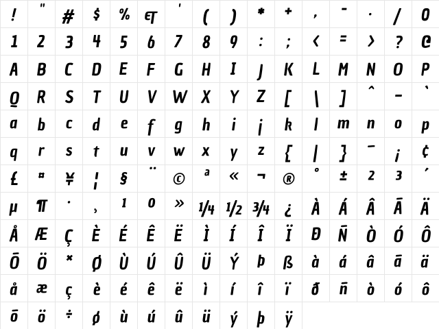 Chau Philomene One Italic font glyph preview Chau Philomene One Italic font glyphpreview