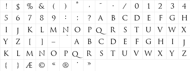 Romul Regular font glyph preview Romul Regular font glyphpreview