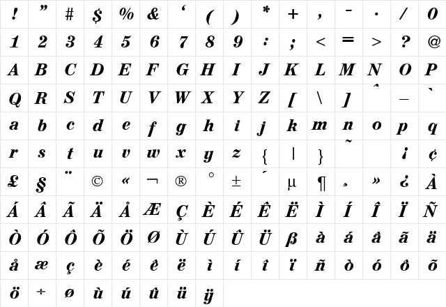 AugustMediumDB BoldItalic font glyph preview AugustMediumDB BoldItalic font glyphpreview