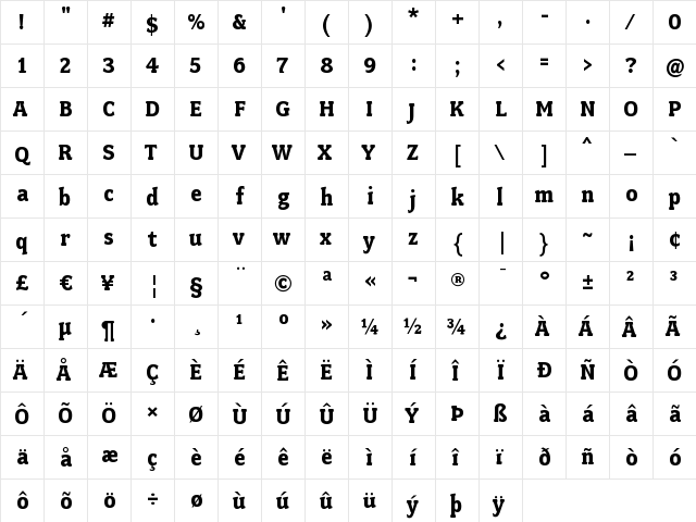 FairplexNarrowBold Regular font glyph preview FairplexNarrowBold Regular font glyphpreview