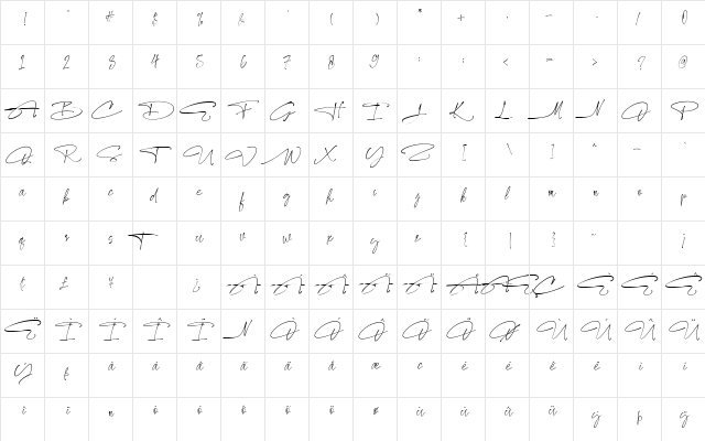 Carlista Buttery Regular font glyph preview Carlista Buttery Regular font glyphpreview