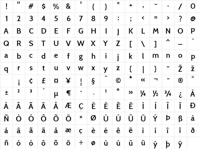 Cabin SemiBold font glyph preview Cabin SemiBold font glyphpreview