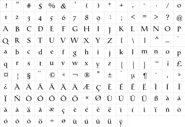 Catull Expert BQ Regular font glyph preview Catull Expert BQ Regular font glyphpreview