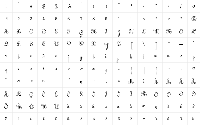 ArabescoScript Regular font glyph preview ArabescoScript Regular font glyphpreview