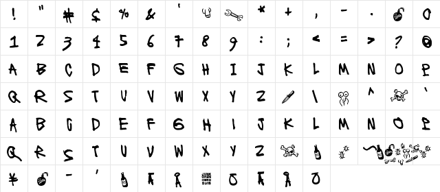 Ronttifontti Regular font glyph preview Ronttifontti Regular font glyphpreview