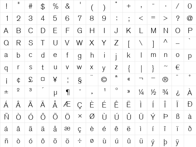 Akzidenz Grotesk CE Light Regular font glyph preview Akzidenz Grotesk CE Light Regular font glyphpreview