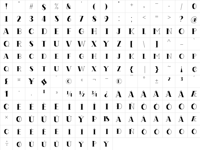 Codian October Eight Regular font glyph preview Codian October Eight Regular font glyphpreview