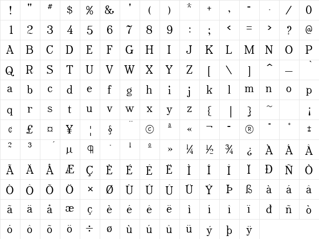 Rataczak Regular font glyph preview Rataczak Regular font glyphpreview