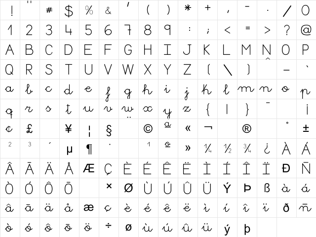 Massallera Regular font glyph preview Massallera Regular font glyphpreview
