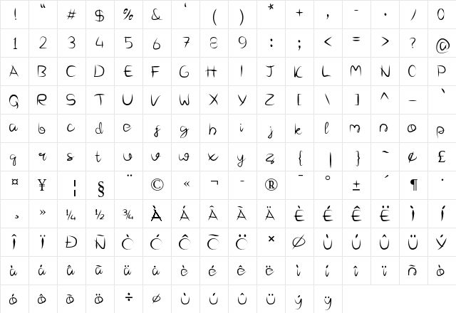 Carina Regular font glyph preview Carina Regular font glyphpreview
