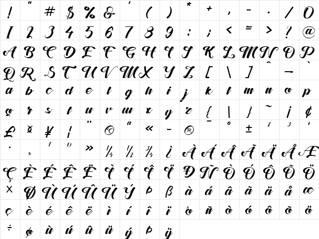 Stiffeny Maritta Regular font glyph preview Stiffeny Maritta Regular font glyphpreview