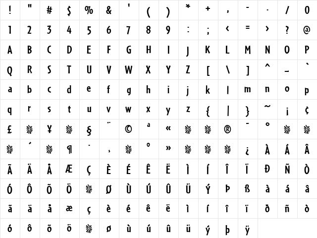 Cafeteria Bold font glyph preview Cafeteria Bold font glyphpreview