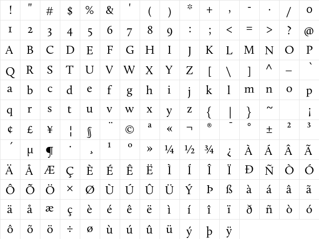 Calluna Regular font glyph preview Calluna Regular font glyphpreview