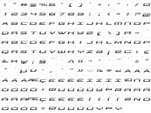 Classic Cobra Gradient Italic Italic font glyph preview Classic Cobra Gradient Italic Italic font glyphpreview