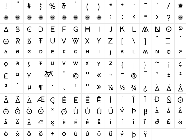 CocoBikeR Regular font glyph preview CocoBikeR Regular font glyphpreview
